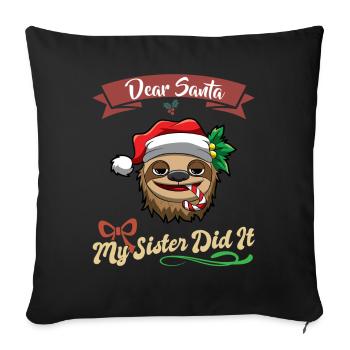 Cher Père Noël Ma sœur l’a fait frères et sœurs Noël - Housse de coussin décorative 45 x 45 cm - noir - Devant
