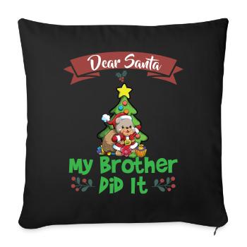 Cher Père Noël Mon frère l’a fait Frères et sœurs Noël - Housse de coussin décorative 45 x 45 cm - noir - Devant