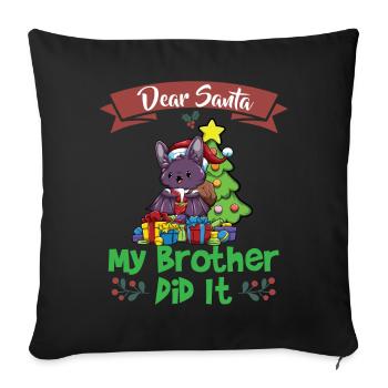 Cher Père Noël Mon frère l’a fait Frères et sœurs Noël - Housse de coussin décorative 45 x 45 cm - noir - Devant