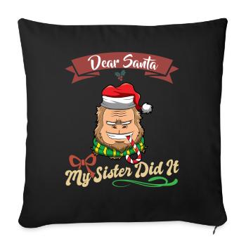Cher Père Noël Ma sœur l’a fait frères et sœurs Noël - Housse de coussin décorative 45 x 45 cm - noir - Devant