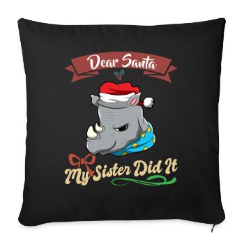 Cher Père Noël Ma sœur l’a fait frères et sœurs Noël - Housse de coussin décorative 45 x 45 cm - noir - Devant