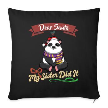 Cher Père Noël Ma sœur l’a fait frères et sœurs Noël - Housse de coussin décorative 45 x 45 cm - noir - Devant