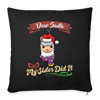 Cher Père Noël Ma sœur l’a fait frères et sœurs Noël - Housse de coussin décorative 45 x 45 cm - noir - Devant
