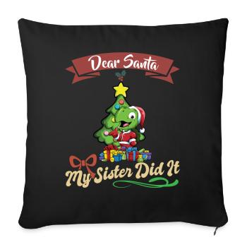 Cher Père Noël Ma sœur l’a fait frères et sœurs Noël - Housse de coussin décorative 45 x 45 cm - noir - Devant