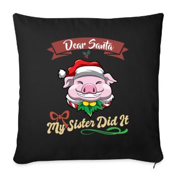 Cher Père Noël Ma sœur l’a fait frères et sœurs Noël - Housse de coussin décorative 45 x 45 cm - noir - Devant