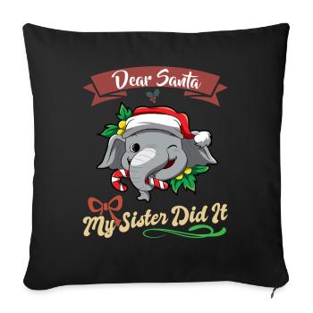 Cher Père Noël Ma sœur l’a fait frères et sœurs Noël - Housse de coussin décorative 45 x 45 cm - noir - Devant