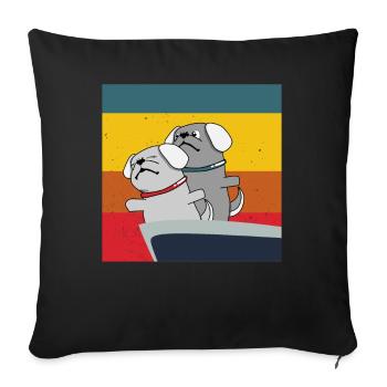 Chien mignon dans Titanic Pose Puppies - Housse de coussin décorative 45 x 45 cm - noir - Devant