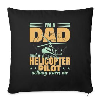 Papa pilote d’hélicoptère - Housse de coussin décorative 45 x 45 cm - noir - Devant