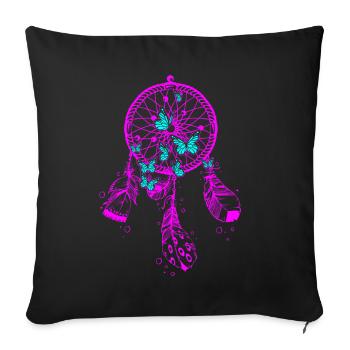 Capteur de rêves des années 60 - Housse de coussin décorative 45 x 45 cm - noir - Devant