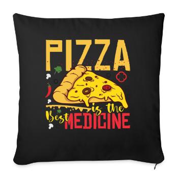 Pizza ist die beste Medizin - Sofakissenbezug 45 x 45 cm - Schwarz - Vorne