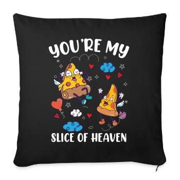 Lustiges Pizzastück - Sofakissenbezug 45 x 45 cm - Schwarz - Vorne