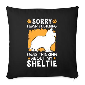 J’ai pensé à mon chien de berger Shetland - Housse de coussin décorative 45 x 45 cm - noir - Devant