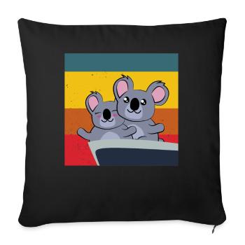 koalas mignons dans la pose du Titanic - Housse de coussin décorative 45 x 45 cm - noir - Devant
