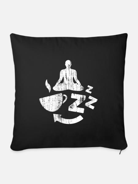 Kaffee Yoga Schlaf Wiederholung - Sofakissenbezug 45 x 45 cm - Schwarz
