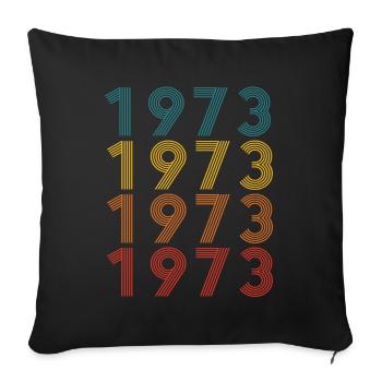 50. Geburtstag Jahrgang 1973 Retro Vintage Style - Sofakissenbezug 45 x 45 cm - Schwarz - Vorne