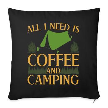 Camping Camping Tentes à café Tente Camper - Housse de coussin décorative 45 x 45 cm - noir - Devant