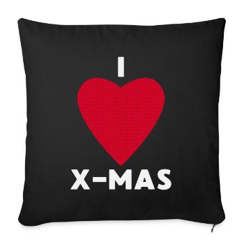 I Love X-Mas Christmas Knitted Heart - Sofa pillowcase 17,3'' x 17,3'' (45 x 45 cm) - black - Front
