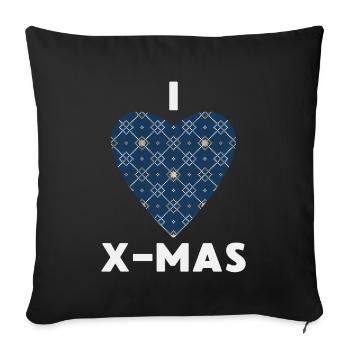 I Love X-Mas Christmas Knitted Heart - Sofa pillowcase 17,3'' x 17,3'' (45 x 45 cm) - black - Front