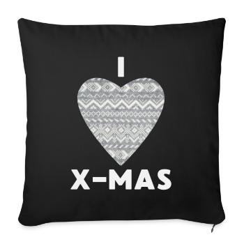 I Love X-Mas Christmas Knitted Heart - Sofa pillowcase 17,3'' x 17,3'' (45 x 45 cm) - black - Front