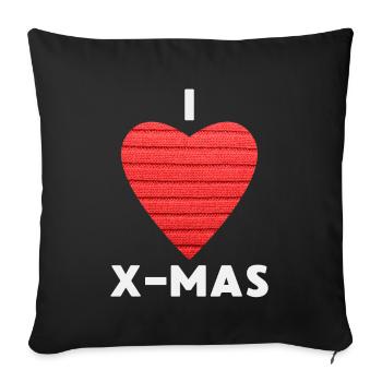I Love X-Mas Christmas Knitted Heart - Sofa pillowcase 17,3'' x 17,3'' (45 x 45 cm) - black - Front
