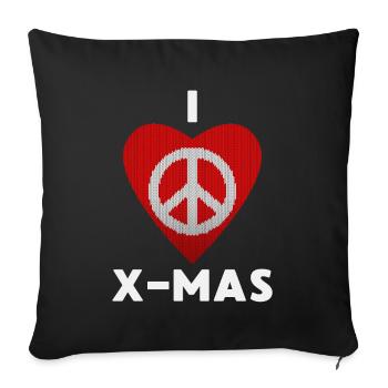 I Love X-Mas Christmas Knitted Heart - Sofa pillowcase 17,3'' x 17,3'' (45 x 45 cm) - black - Front