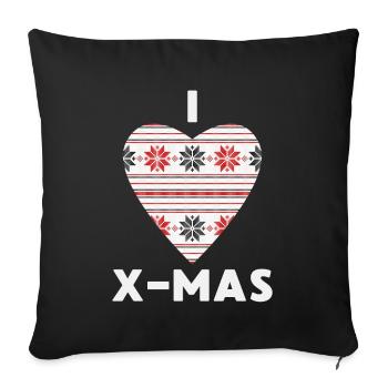 I Love X-Mas Christmas Knitted Heart - Sofa pillowcase 17,3'' x 17,3'' (45 x 45 cm) - black - Front