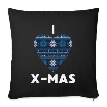 I Love X-Mas Christmas Knitted Heart - Sofa pillowcase 17,3'' x 17,3'' (45 x 45 cm) - black - Front