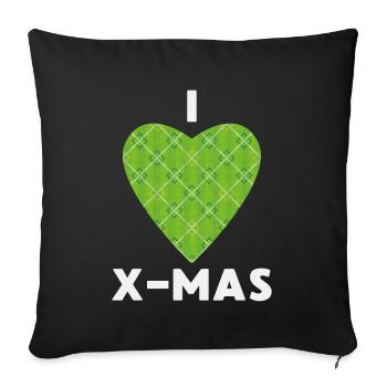 I Love X-Mas Christmas Knitted Heart - Sofa pillowcase 17,3'' x 17,3'' (45 x 45 cm) - black - Front