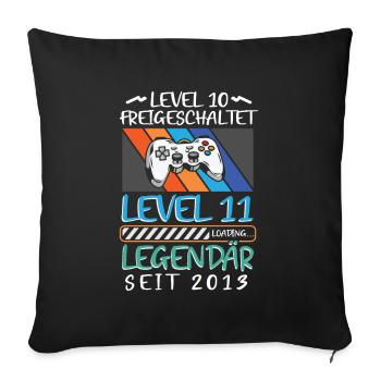 Level 10 Freigeschaltet 10. Geburtstag Gamer - Sofakissenbezug 45 x 45 cm - Schwarz - Vorne