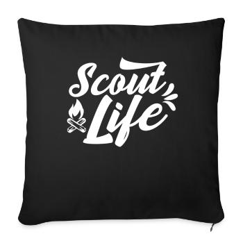 Camp de tentes scoutes scouts du clan de la vie des scouts - Housse de coussin décorative 45 x 45 cm - noir - Devant