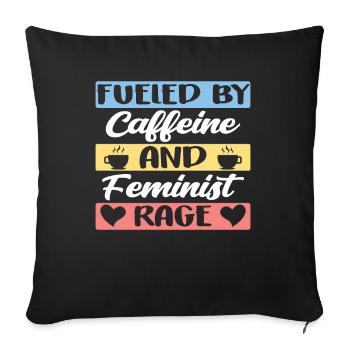 Alimenté par la caféine et la rage féministe - Housse de coussin décorative 45 x 45 cm - noir - Devant