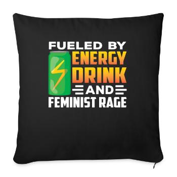 Fueled by energy drinks and feminist anger - Sofa pillowcase 17,3'' x 17,3'' (45 x 45 cm) - black - Front