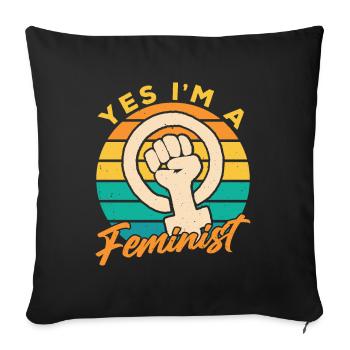 Ja Ich Bin Ein Feminist Feministisch Feminismus - Housse de coussin décorative 45 x 45 cm - noir - Devant