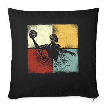 Water Polo Retro Vintage Water - Sofakissenbezug 45 x 45 cm - Schwarz - Vorne