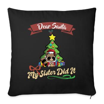 Cher Père Noël Ma soeur l'a fait Frères et sœurs Noël - Housse de coussin décorative 45 x 45 cm - noir - Devant