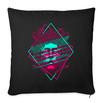 Méduse Vaporwave Mythologie grecque - Housse de coussin décorative 45 x 45 cm - noir - Devant