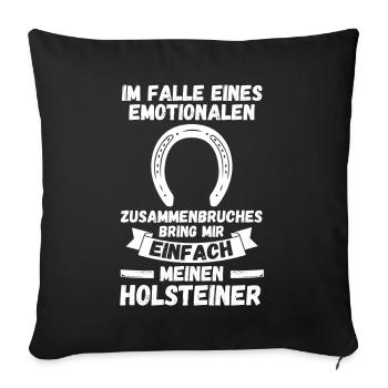 Pferd Reitsport Reiten Pferdesport Holsteiner - Sofakissenbezug 45 x 45 cm - Schwarz - Vorne