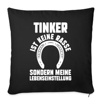 Pferd Reitsport Reiten Pferdesport Tinker - Sofakissenbezug 45 x 45 cm - Schwarz - Vorne