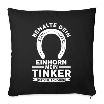Pferd Reitsport Reiten Pferdesport Tinker - Sofakissenbezug 45 x 45 cm - Schwarz - Vorne