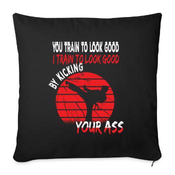 Taekwondo Train to look good funny Martial arts - Sofa pillowcase 17,3'' x 17,3'' (45 x 45 cm) - black - Front