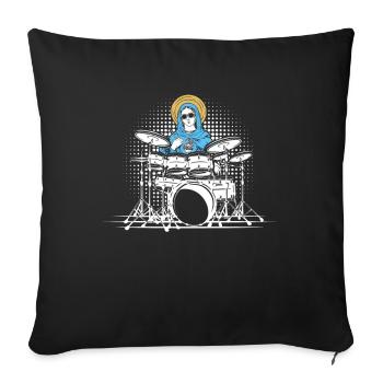 Saint Mary on drums - drummer Rock - Sofa pillowcase 17,3'' x 17,3'' (45 x 45 cm) - black - Front