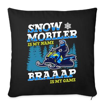 Snowmobile Braaaap est mon jeu Motoneiges - Housse de coussin décorative 45 x 45 cm - noir - Devant