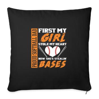Softball joueur de baseball sports lanceur cadeau - Housse de coussin décorative 45 x 45 cm - noir - Devant