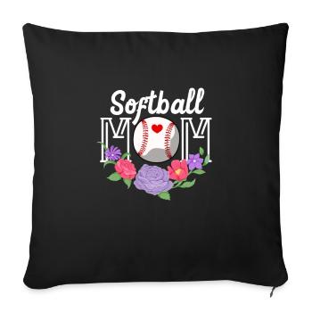 Softball Mutter Baseball Tochter Sohn Geschenk - Sofakissenbezug 45 x 45 cm - Schwarz - Vorne