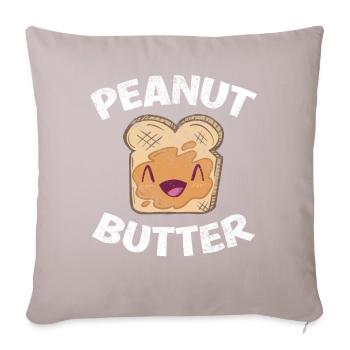Beurre de cacahuète Kawaii avec gelée douce pour le visage et PB - Housse de coussin décorative 45 x 45 cm - taupe clair - Devant