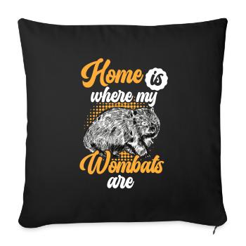 Wombat est mon Wombat Marsupial - Housse de coussin décorative 45 x 45 cm - noir - Devant