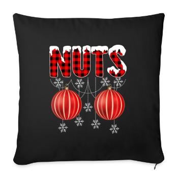 Noix Châtaignes Paire de Noël ajustée - Housse de coussin décorative 45 x 45 cm - noir - Devant