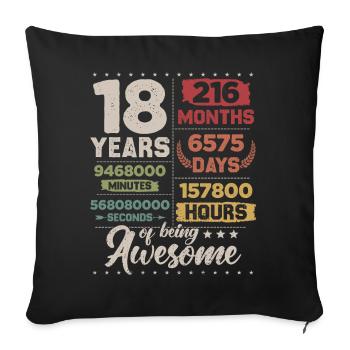 18 Years Awesome Retro 18th Birthday Countdown - Sofa pillowcase 17,3'' x 17,3'' (45 x 45 cm) - black - Front