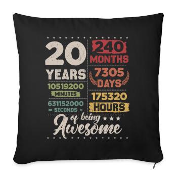 20 ans rétro impressionnant Compte à rebours du 20e anniversaire - Housse de coussin décorative 45 x 45 cm - noir - Devant