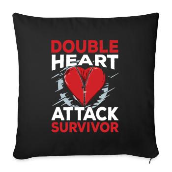Double heart attack Surviving heart attack - Sofa pillowcase 17,3'' x 17,3'' (45 x 45 cm) - black - Front
